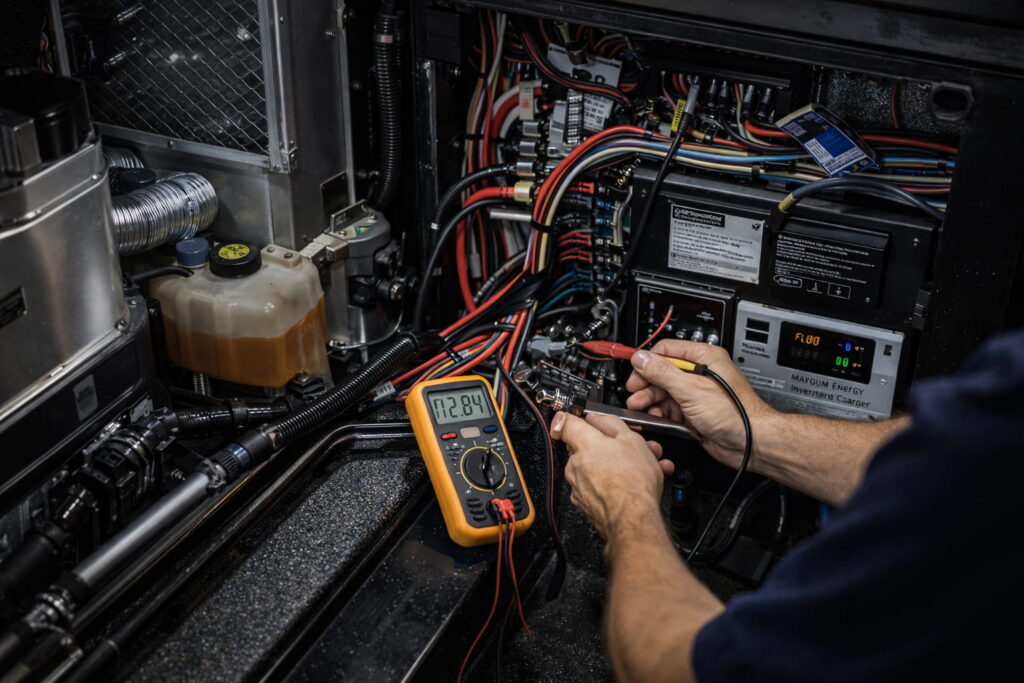 mechanical breakdown RV insurance coverage example showing RV electrical system repair and diagnostics